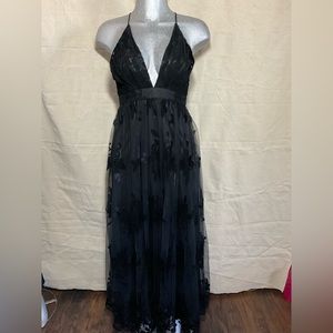 The Vintage Shop Black Halter Prom Dress